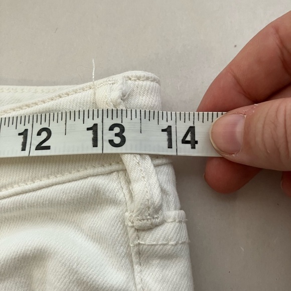 Anthropologie Pilcro The High Rise Flare Jeans Sz 24 White Lace Hem Casual - Picture 6 of 9